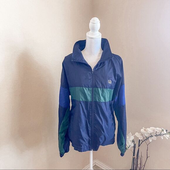 Vintage Blue/Green Team USA Olympics WindbreakerJacket Sponsored by JCPenny - Picture 5 of 13